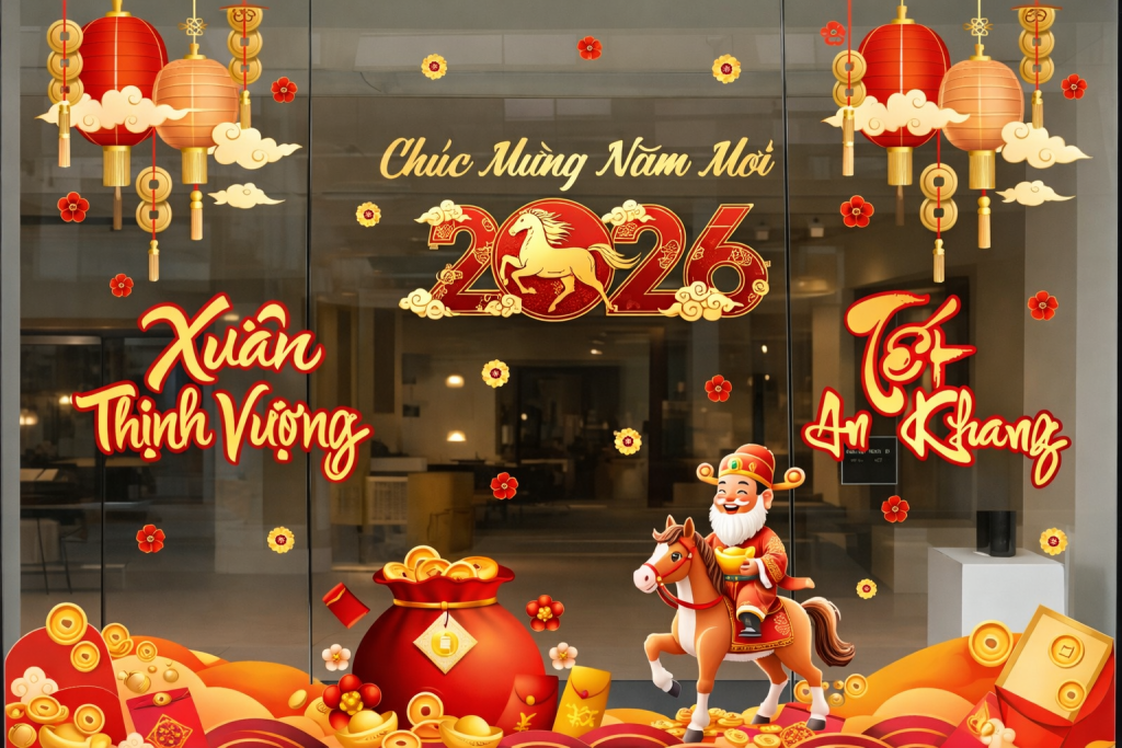 decal tết dán kính