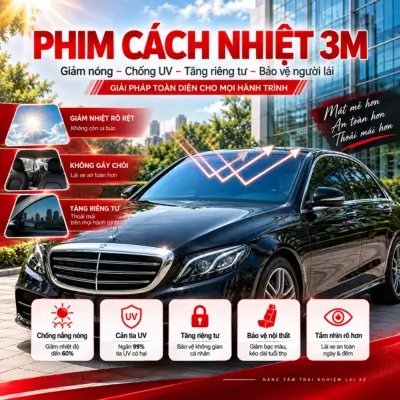 Dich vụ dán phim cách nhiệt ô tô thương hiệu 3M uy tín tại Thế Giới Dán Kính