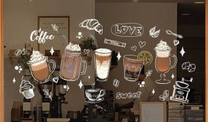 Decal dán kính quán cafe