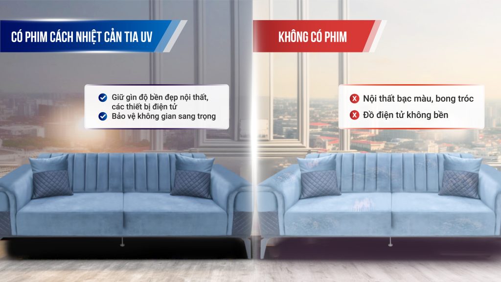 khi chưa dán phim cách nhiệt và đã dán