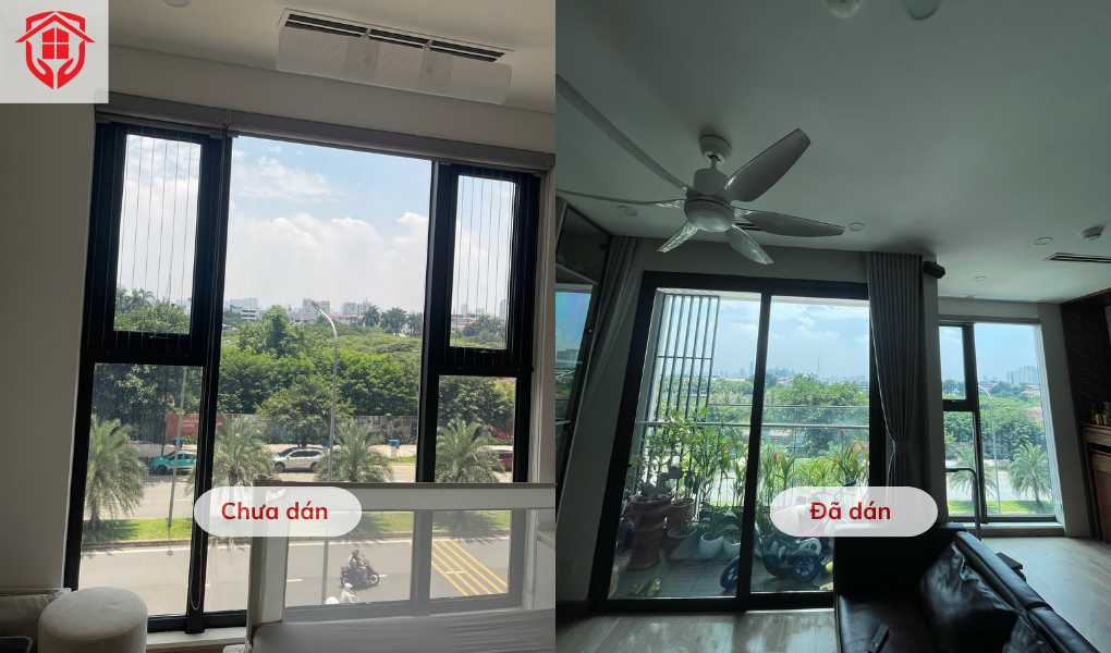 thi công giấy dán kính chống nắng chung cư