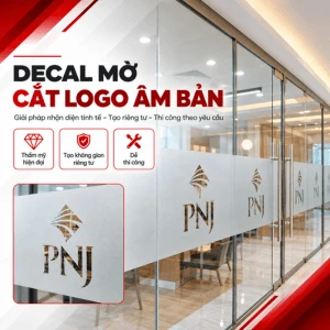 decal mờ dán kính cắt logo tạo thương hiệu