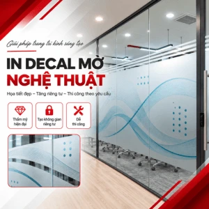 Decal dán kính mờ in logo, nghệ thuật theo yêu cầu
