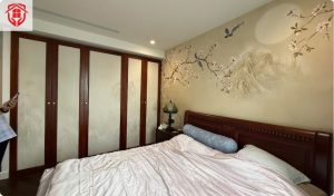 Tranh dán tường in họa tiết 3d hoa đào