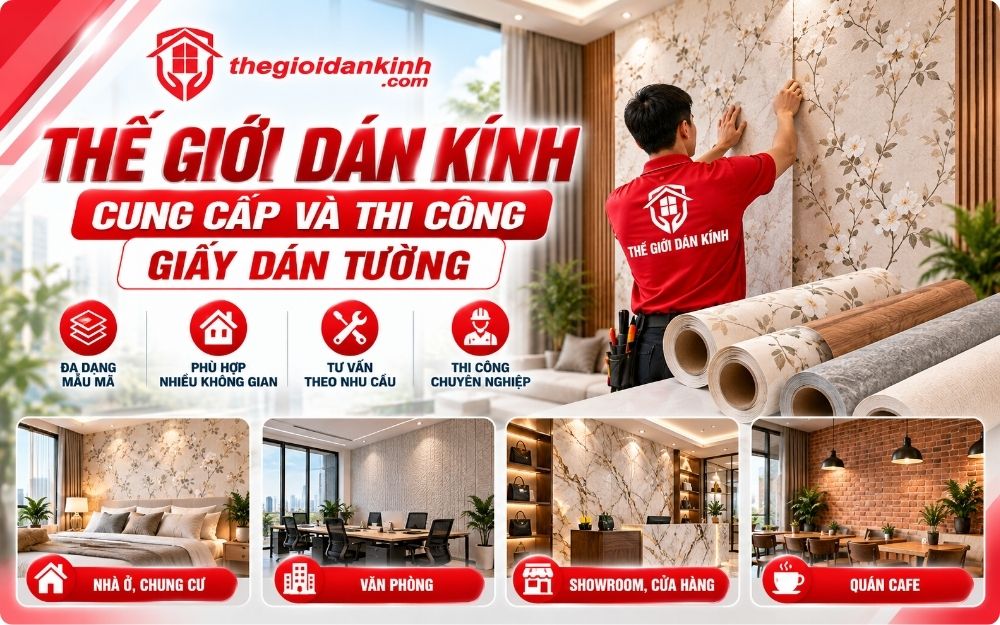 Thế Giới Dán Kính chuyên cung cấp và thi công giấy dán tường cáo cấp chất lượng