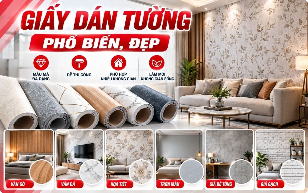 Các mẫu giấy dán tường phổ biến tại Thế Giới Dán Kính