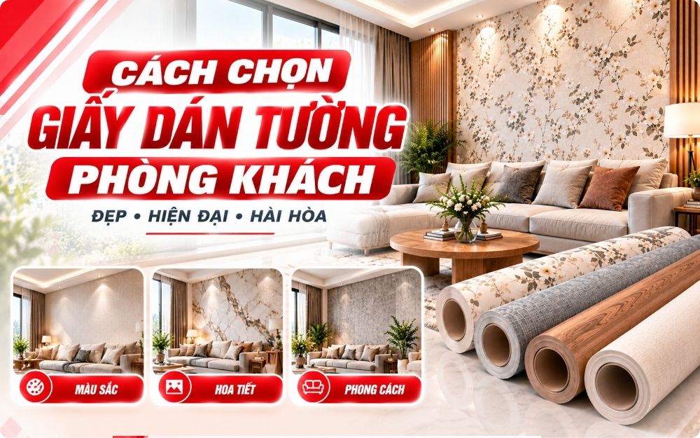 Hướng dẫn chọn giấy dán tường phù hợp cho phòng khách