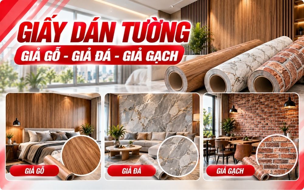 Giấy dán tường giả gỗ đẹp chất tại Thế Giới Dán Kính