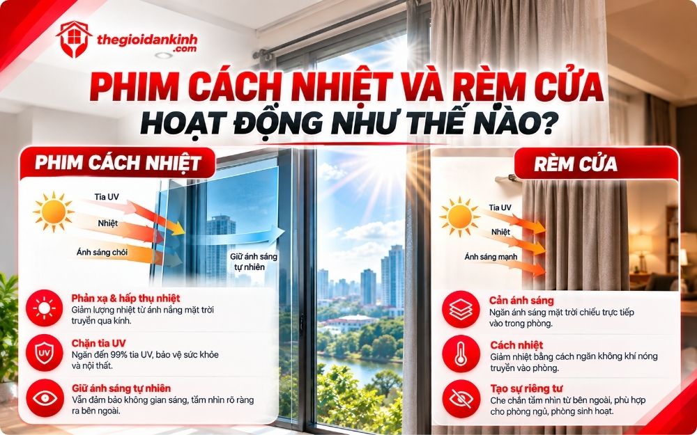 Nguyên lý hoạt động của phim cách nhiệt và rèm cửa